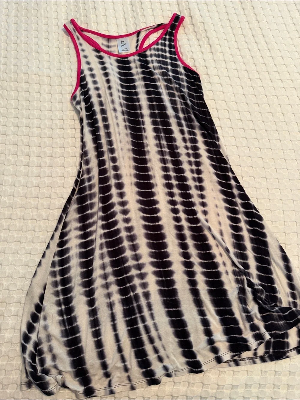 art class Black & White Tie-Dye Tank Dress with Pink Trim